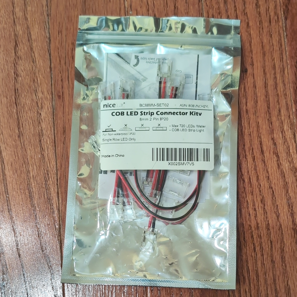 Nice Lux 8mm 2 Pin COB LED Strip Connector Kit NEW